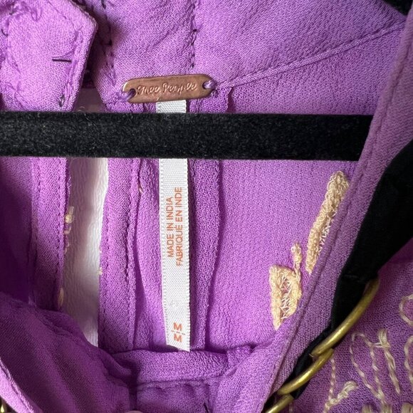 Free People Sunset Kisses Embroidered Lilac Sheer Tunic Top women’s medium - Picture 7 of 10